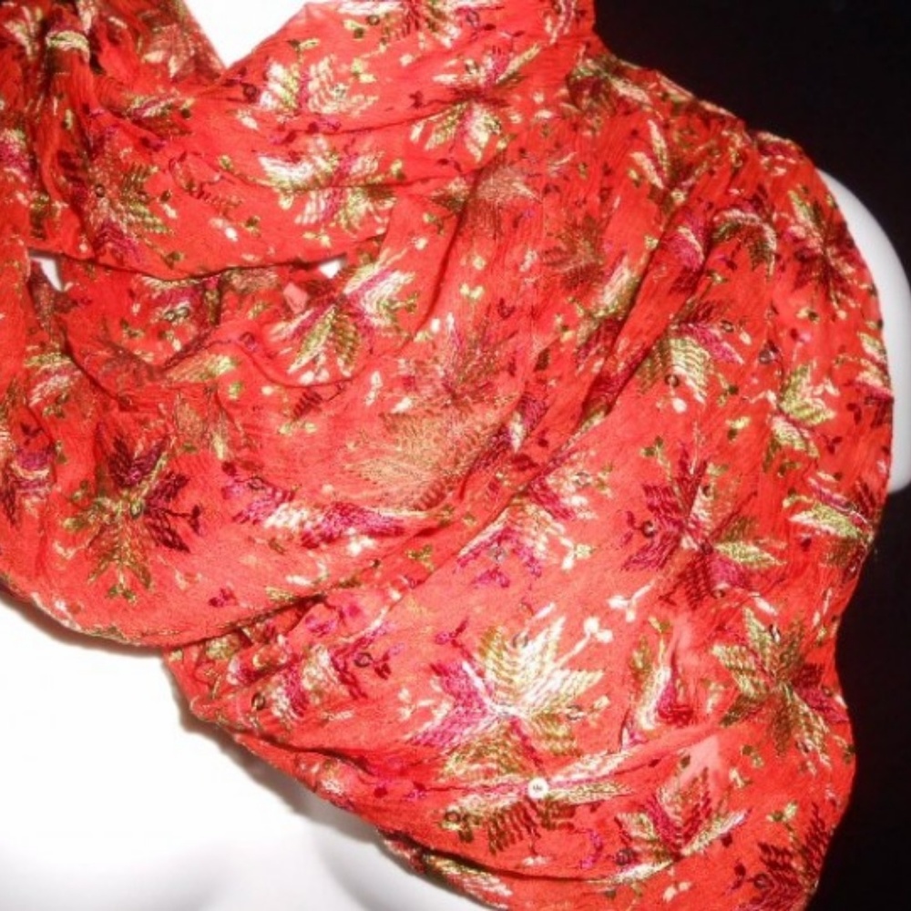Lightweight Infinity Scarf Rust Colored Crinkle - image 5
